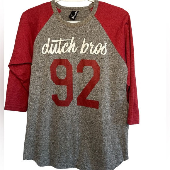 Dutch Bros Tops - Dutch Bros Women’s SMALL+MEDIUM 92 Jersey VINTAGE Heather Gray w/ Maroon Jersey